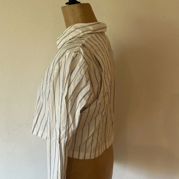 Moussy Vintage sz XS cotton crop striped shirt with vents great pre owned cond - Picture 3 of 8